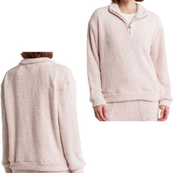 Honeydew Intimates Sherpa 1/4 Zip Sweater In Pink - Picture 1 of 1